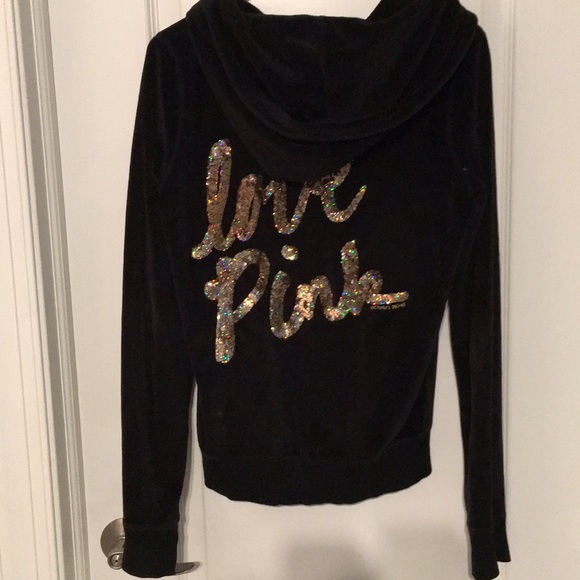 PINK Victoria's Secret Tops - Black and gold PINK velour zip up